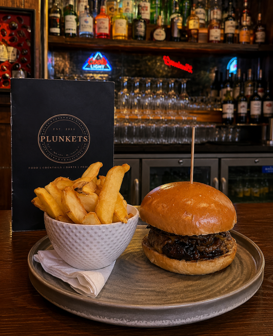 8oz Beef Burger at Plunkets Pub Dublin